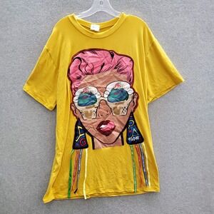 Pinklicious Women Dress‎ XL Yellow Licking Ice Cream Pao T-Shirt Streetwear Bold